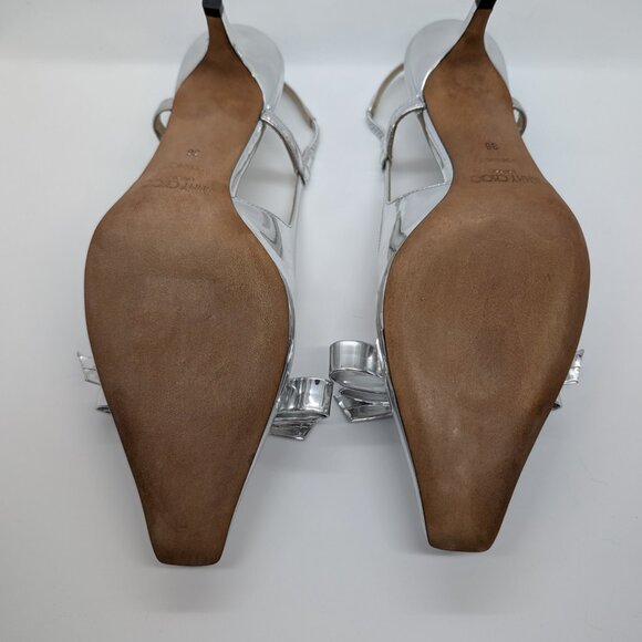 Jimmy Choo silver bow kitten heels, 38 EU NWOT - Picture 4 of 4
